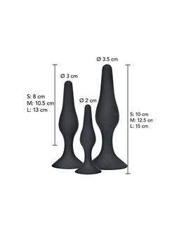 Toyjoy Curvy Companions Kit - Black Silicone Anal Plug 3 Pieces