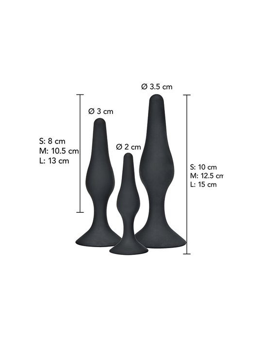 Toyjoy Curvy Companions Kit - Black Silicone Anal Plug 3 Pieces