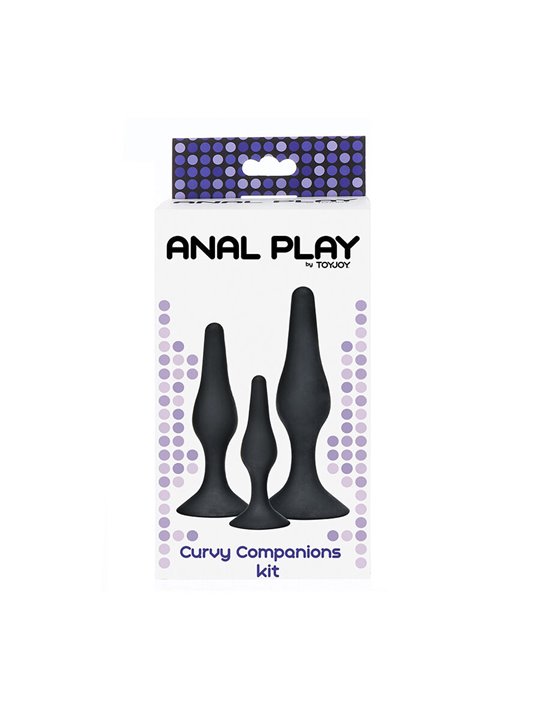 Toyjoy Curvy Companions Kit - Black Silicone Anal Plug 3 Pieces