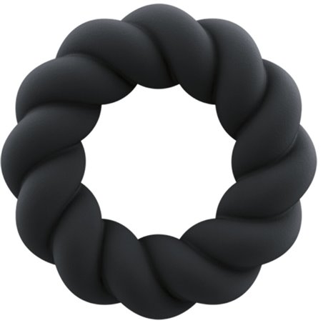 Rocks-Off Twist - Flexible Black Liquid Silicone Cock Ring
