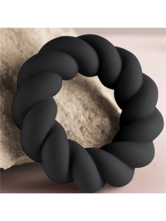 Rocks-Off Twist - Anello Fallico in Silicone Liquido Flessibile Nero