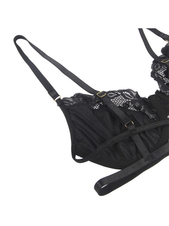 Subblime - Set Reggiseno + Perizoma + Reggiseno in Pizzo Nero S/M