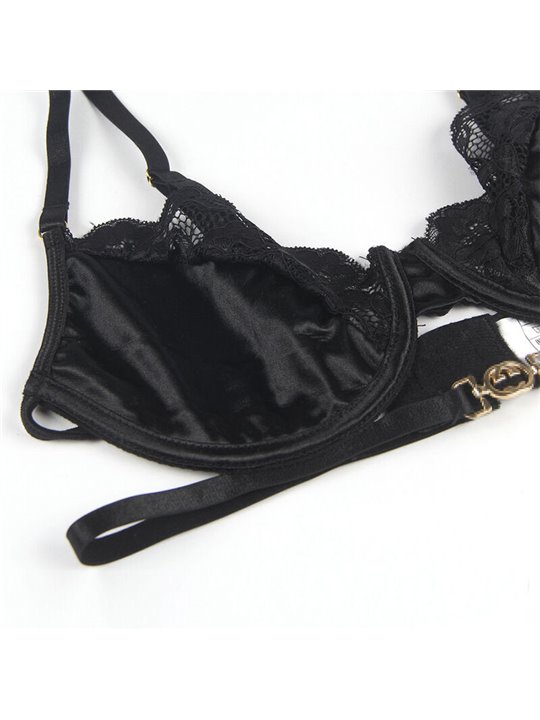 Subblime - Set Reggiseno + Perizoma + Reggiseno in Pizzo Nero S/M