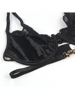 Subblime - Set Reggiseno + Perizoma + Reggiseno in Pizzo Nero L/XL
