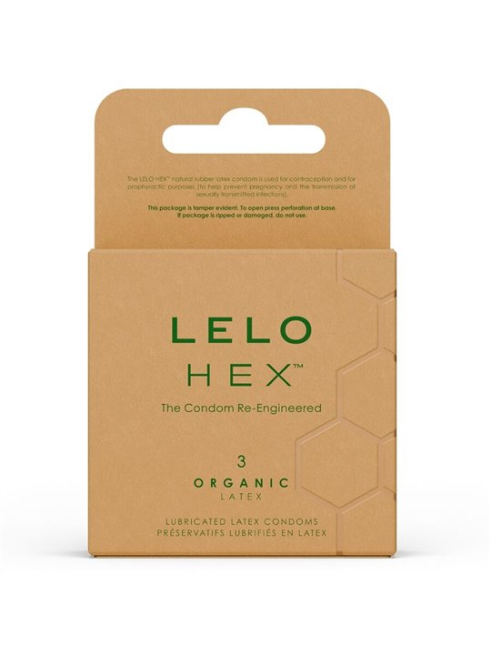 Lelo Hex Organic - Natural Lubricated Condoms Pack of 3