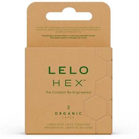 Lelo Hex Organic - Natural Lubricated Condoms Pack of 3