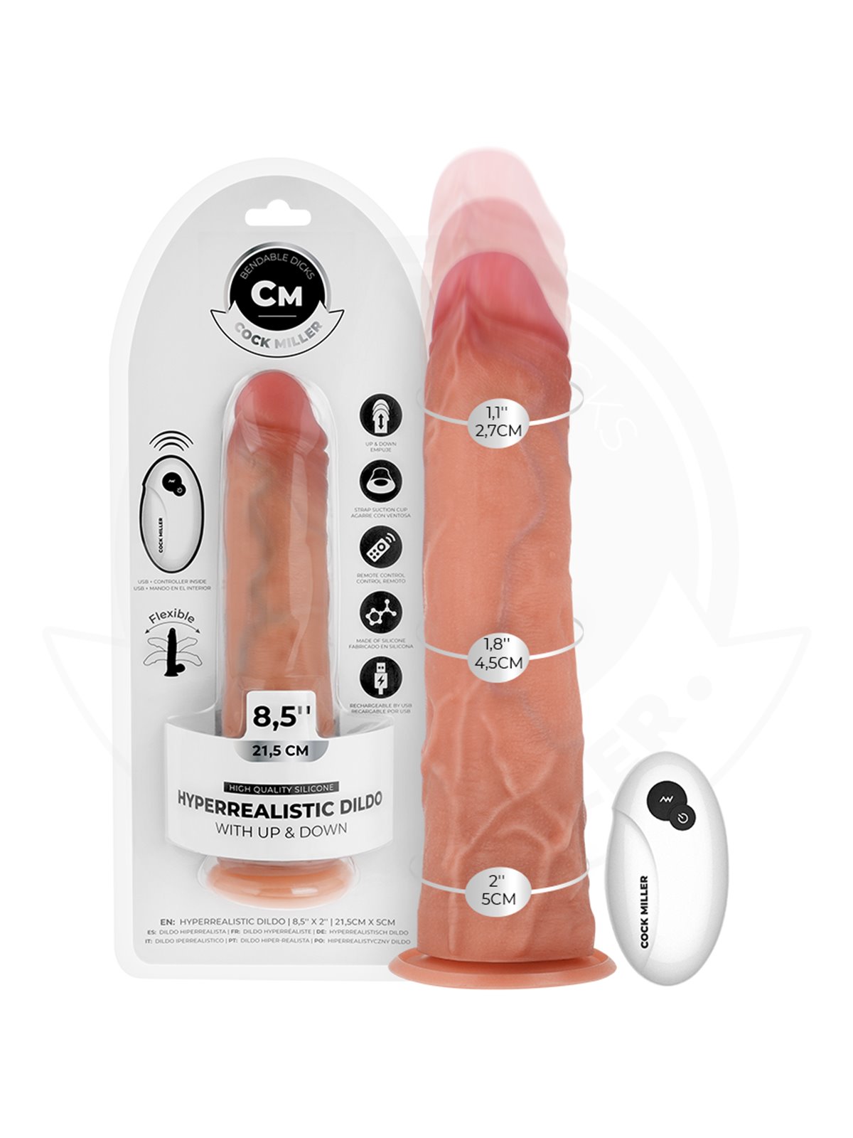Cock Miller - Hyper-Realistic Up & Down Dildo with Remote Control 21.5 cm