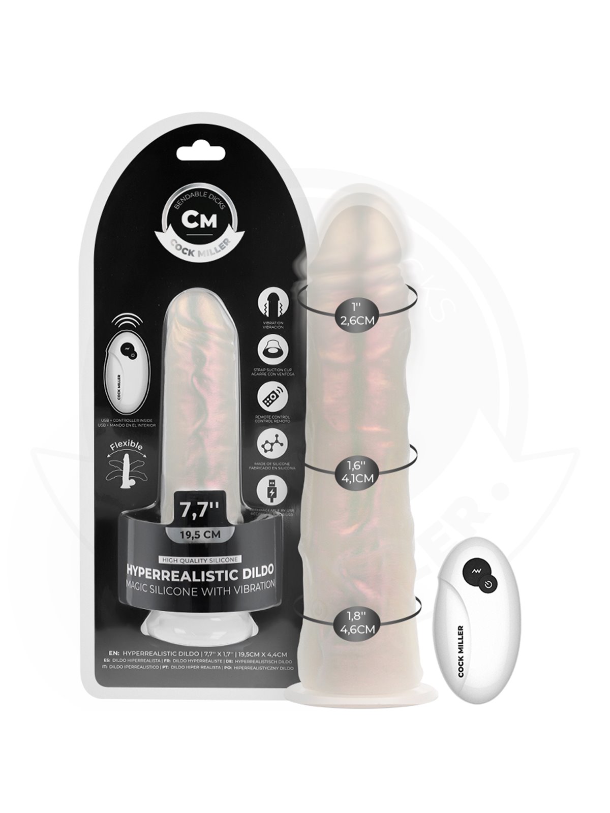 Cock Miller - Vibratore Realistico con Luce e Telecomando 20,5 Cm