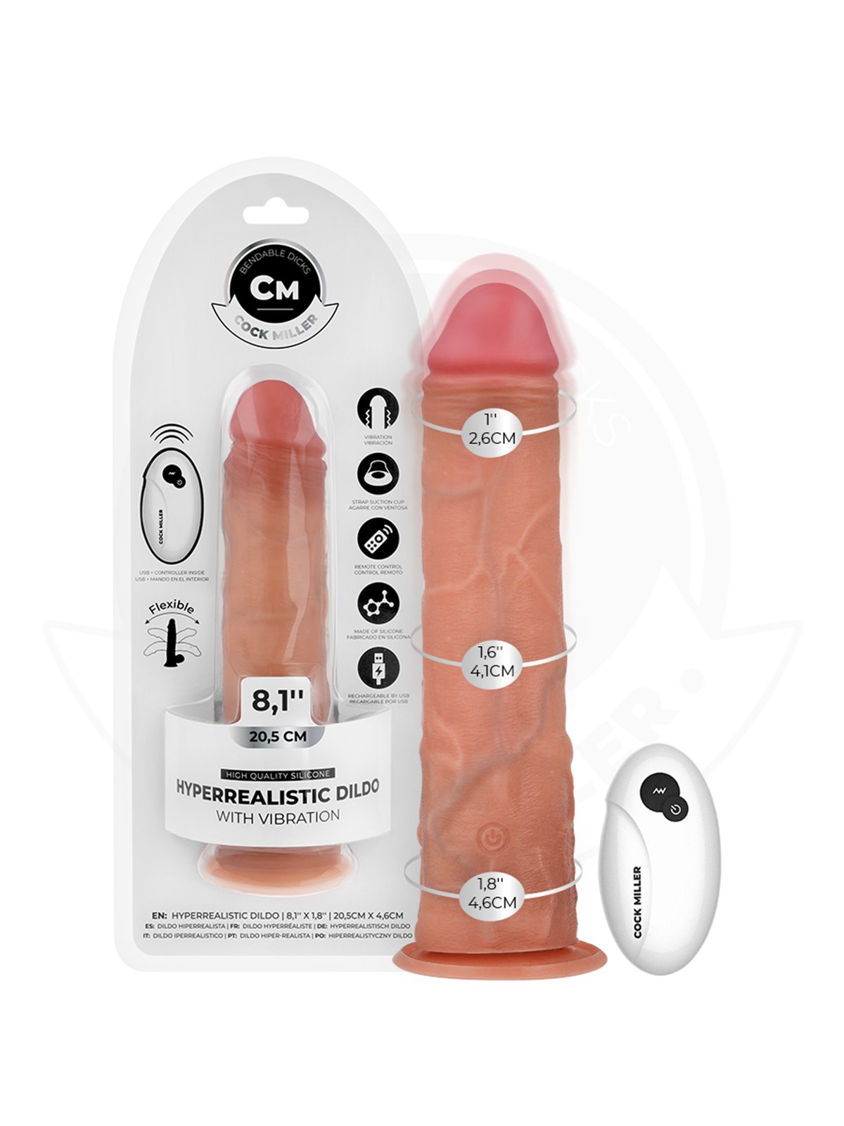 Cock Miller - Vibratore Realistico con Ventosa e Telecomando 20,5 Cm