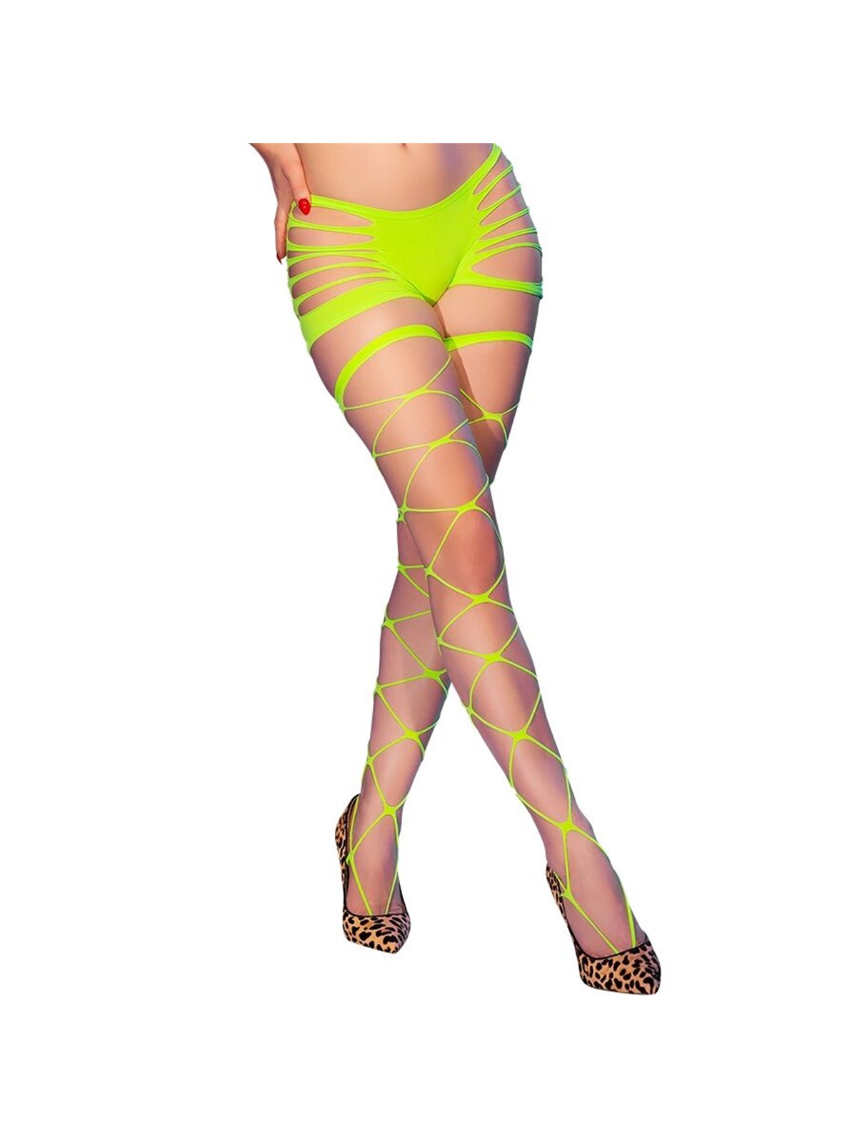 Chilirose CR 4867 - Neon Green Fishnet Stockings Size S/M