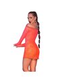 Chilirose CR 4859 - Miniabito Aderente in Pizzo Floreale Arancione M