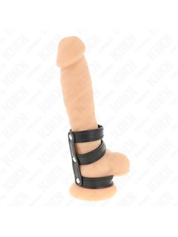 Kink - Triple Real Leather Cock Ring with Snap Closure
