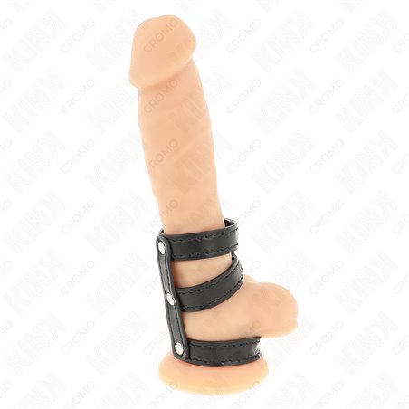 Kink - Triple Real Leather Cock Ring with Snap Closure