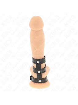 Kink - Triple Real Leather Cock Ring with Snap Closure