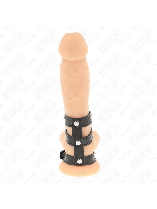 Kink - Triple Real Leather Cock Ring with Snap Closure