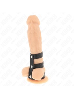 Kink - Triple Real Leather Cock Ring with Snap Closure