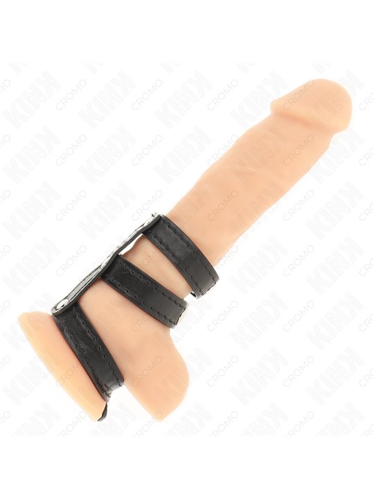 Kink - Triple Real Leather Cock Ring with Snap Closure