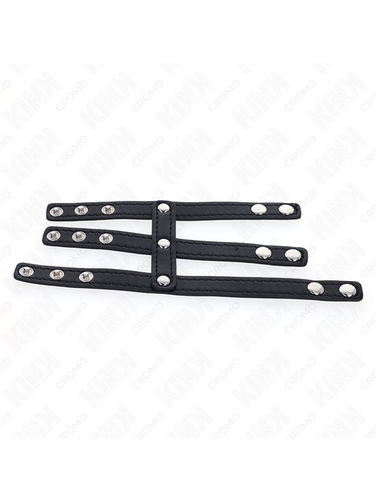 Kink - Triple Real Leather Cock Ring with Snap Closure
