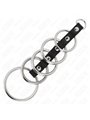 Kink - Quintuple Metal and Genuine Leather Cock Ring from 3.2 to 5 cm