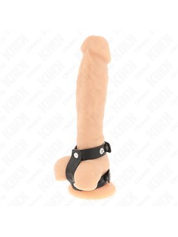 Kink - Double Genuine Leather Cock Ring with Snap Closure
