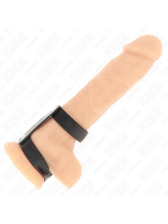 Kink - Double Genuine Leather Cock Ring with Snap Closure