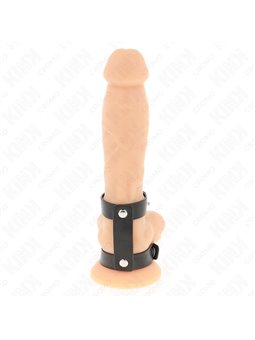 Kink - Double Genuine Leather Cock Ring with Snap Closure