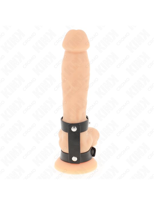Kink - Double Genuine Leather Cock Ring with Snap Closure
