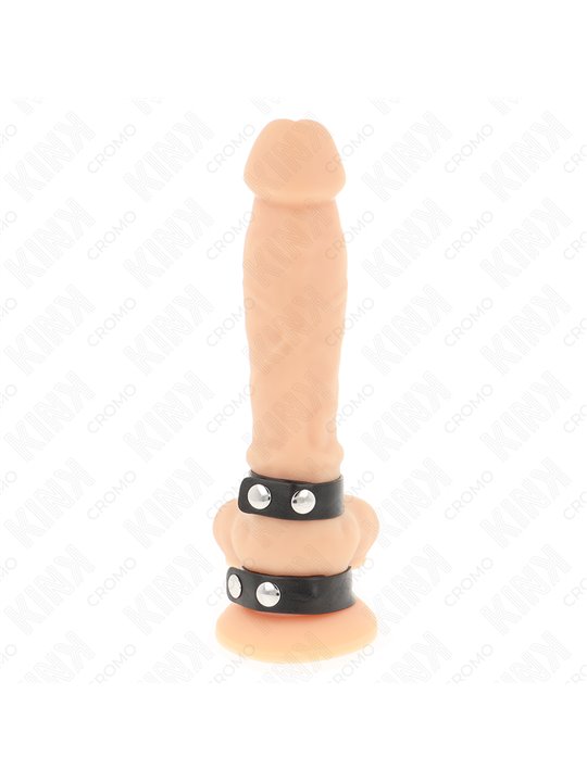 Kink - Double Genuine Leather Cock Ring with Snap Closure
