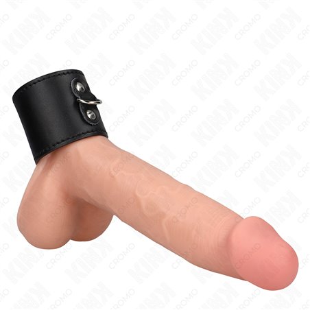 Kink - Real Leather Cock Ring with Snap Closure 18x5 cm