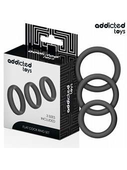 Addicted Toys - Set di 3 Anelli Fallici Piatti in Silicone Nero