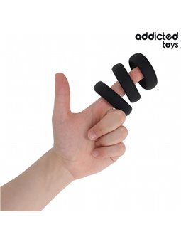 Addicted Toys - Set of 3 Flat Silicone Cock Rings in Black