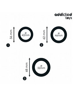 Addicted Toys - Set of 3 Flat Silicone Cock Rings in Black