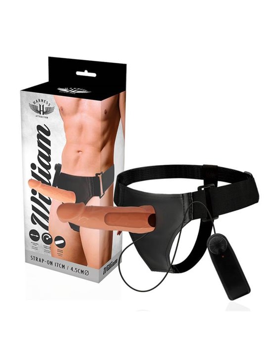 Harness Attraction - Willian Hollow Rnes with Vibrator 17 X 4.5CM
