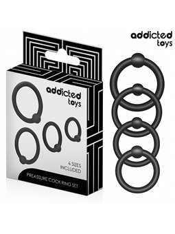 Addicted Toys - Set of 4 Silicone Pressure Cock Rings in Black