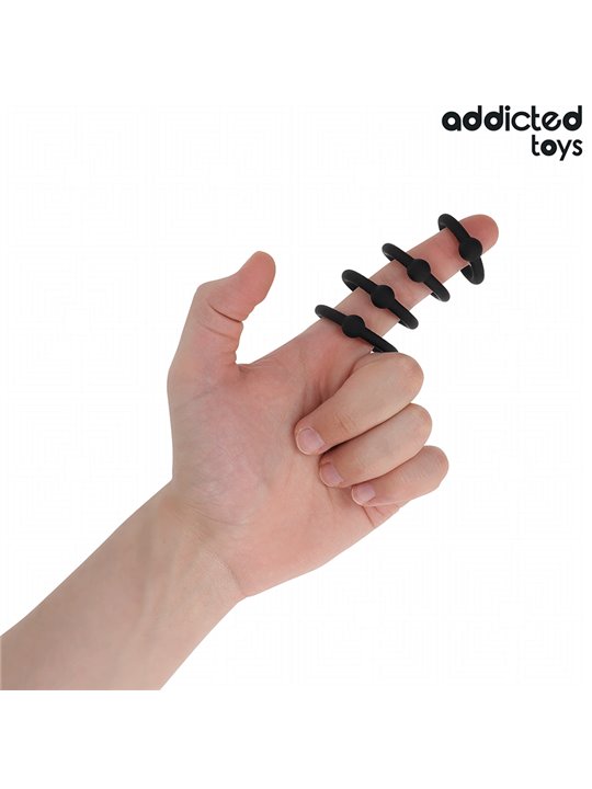 Addicted Toys - Set di 4 Anelli Fallici in Silicone a Pressione Nero