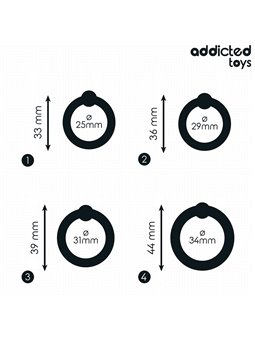 Addicted Toys - Set of 4 Silicone Pressure Cock Rings in Black