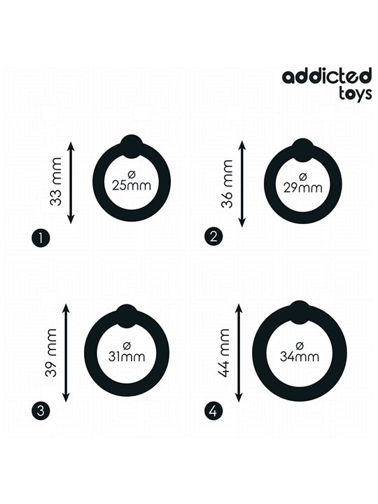 Addicted Toys - Set di 4 Anelli Fallici in Silicone a Pressione Nero