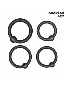Addicted Toys - Set of 4 Silicone Pressure Cock Rings in Black