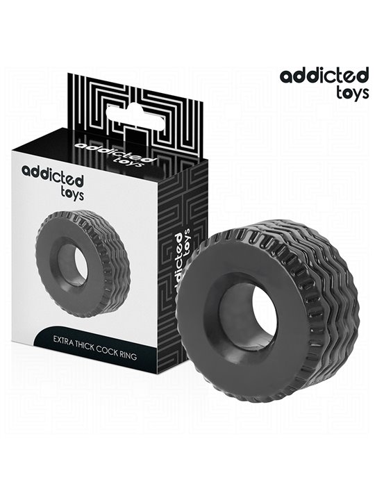 Addicted Toys - Anello Fallico in Silicone con Spessore Extra Nero