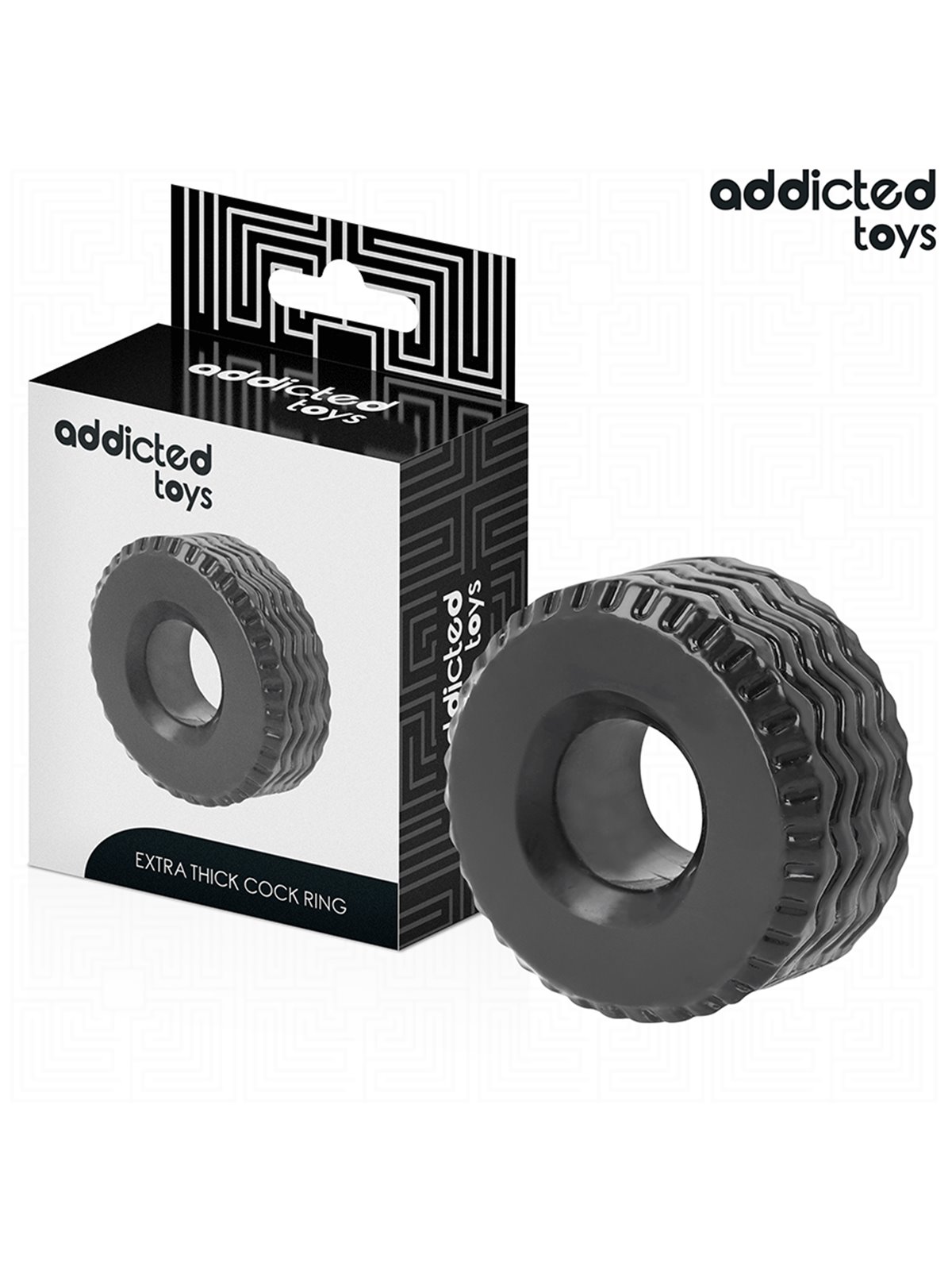 Addicted Toys - Anello Fallico in Silicone con Spessore Extra Nero