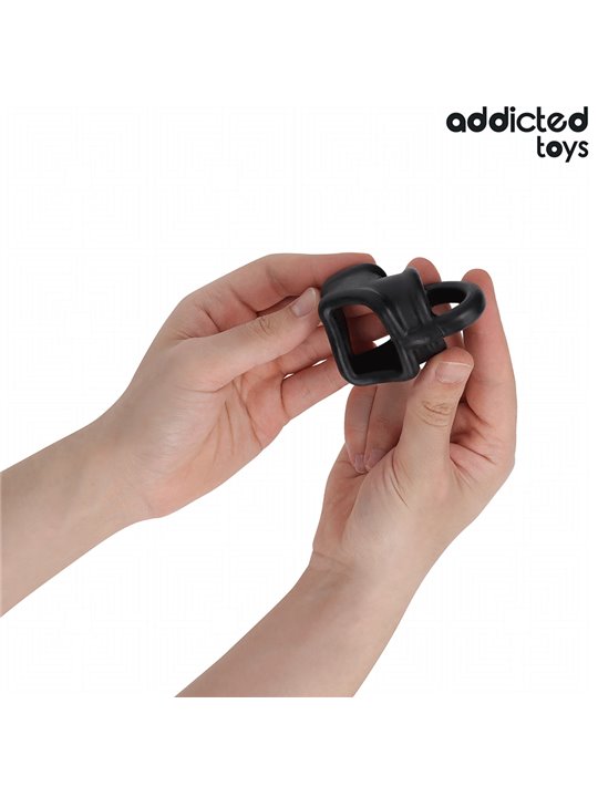 Addicted Toys - Silicone Cage Cock Ring Black