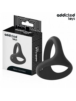 Addicted Toys - Triplo Anello Fallico Spesso in Silicone Nero