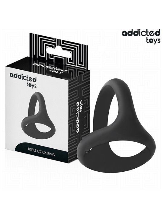 Addicted Toys - Thick Triple Silicone Cock Ring Black