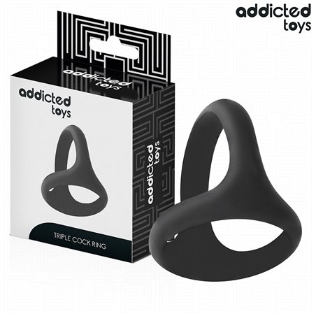 Addicted Toys - Thick Triple Silicone Cock Ring Black