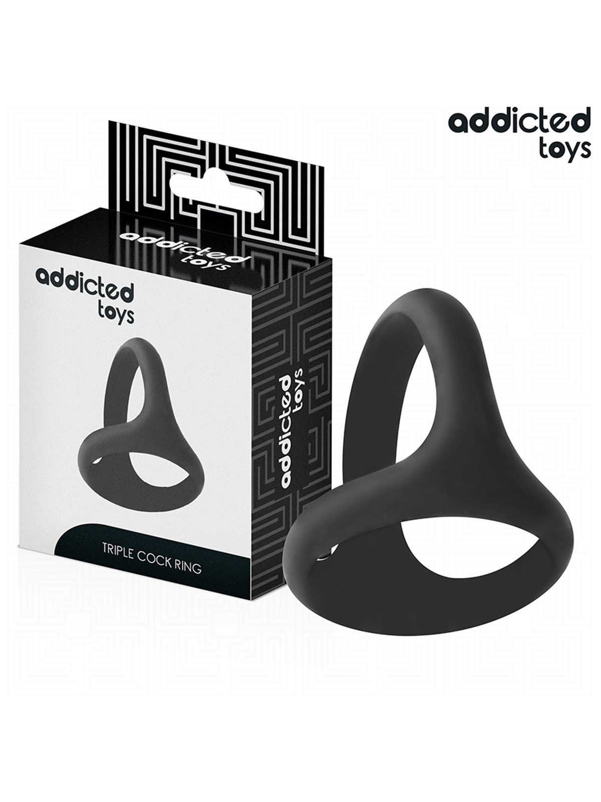 Addicted Toys - Thick Triple Silicone Cock Ring Black