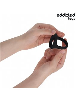 Addicted Toys - Thick Triple Silicone Cock Ring Black