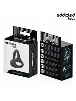 Addicted Toys - Thick Triple Silicone Cock Ring Black