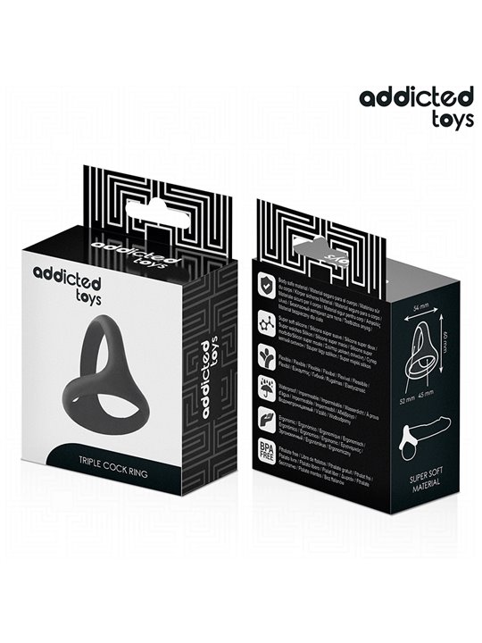 Addicted Toys - Thick Triple Silicone Cock Ring Black
