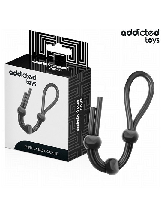 Addicted Toys - Corda in Silicone per il Pene a Triplo Anello Nero