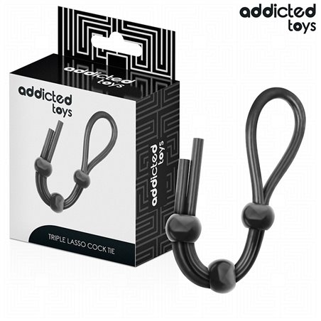 Addicted Toys - Corda in Silicone per il Pene a Triplo Anello Nero